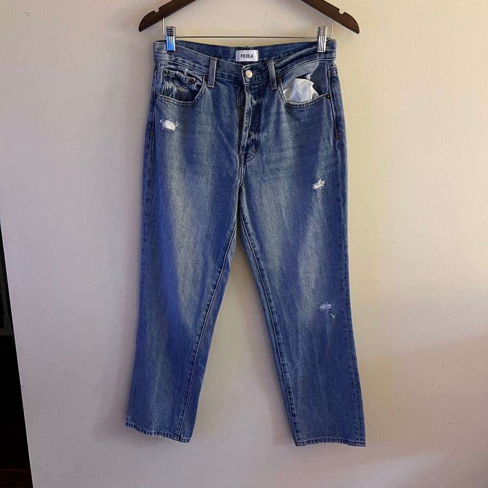 PISTOLA Denim Jeans Size 27 Cotton Light Distressing Charlie High Rise Straight